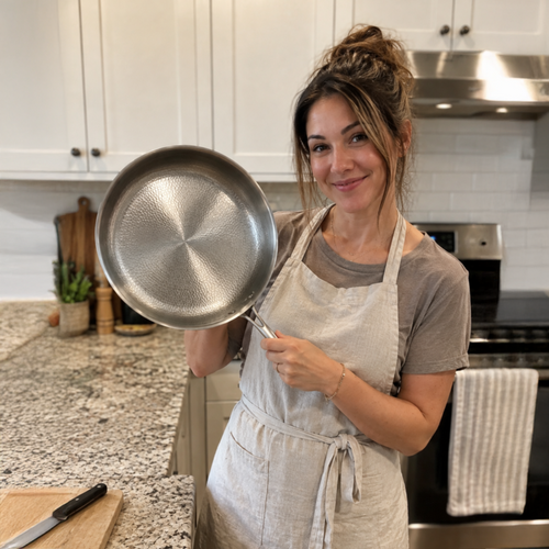 Home cook using cookware