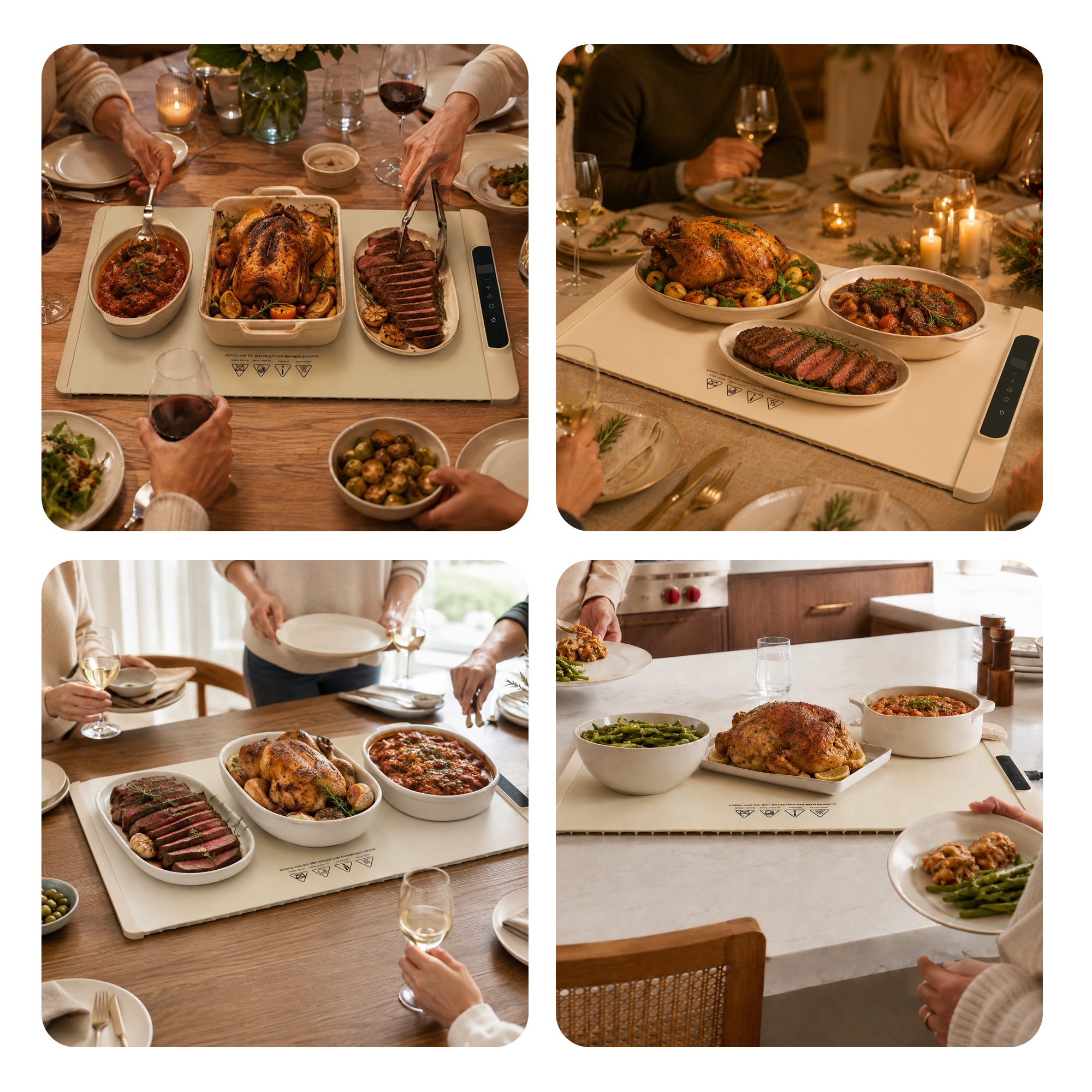 Food warming mat used for meals and gatherings